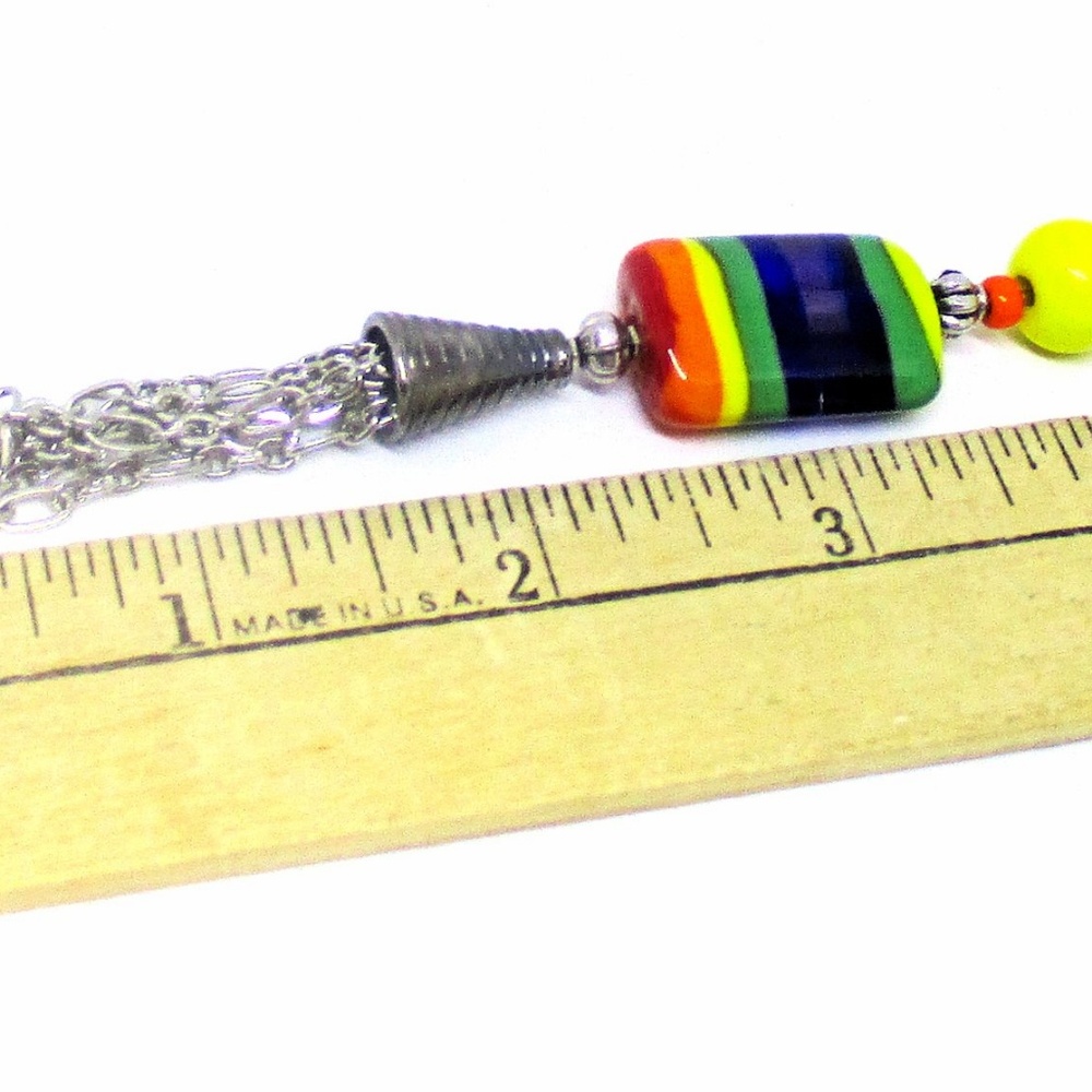Rainbow Rectangle Pendant Necklace - image 5